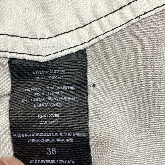 Affliction Board Shorts Black Orange Distressed Patches Swim Trunks Size 36 - Picture 15 of 16